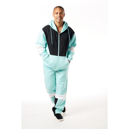 Stacy Adams Black / Aqua Blue / White Sectional Modern Fit Jogger Outfit LUF039